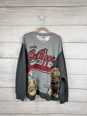 Dr. Pepper Men's Gray Graphic Crewneck Sweatshirt Size 2XL